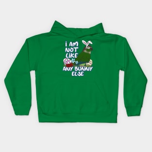 I am not like any Bunny Else Easter Green Cheeked Conure Kids Hoodie